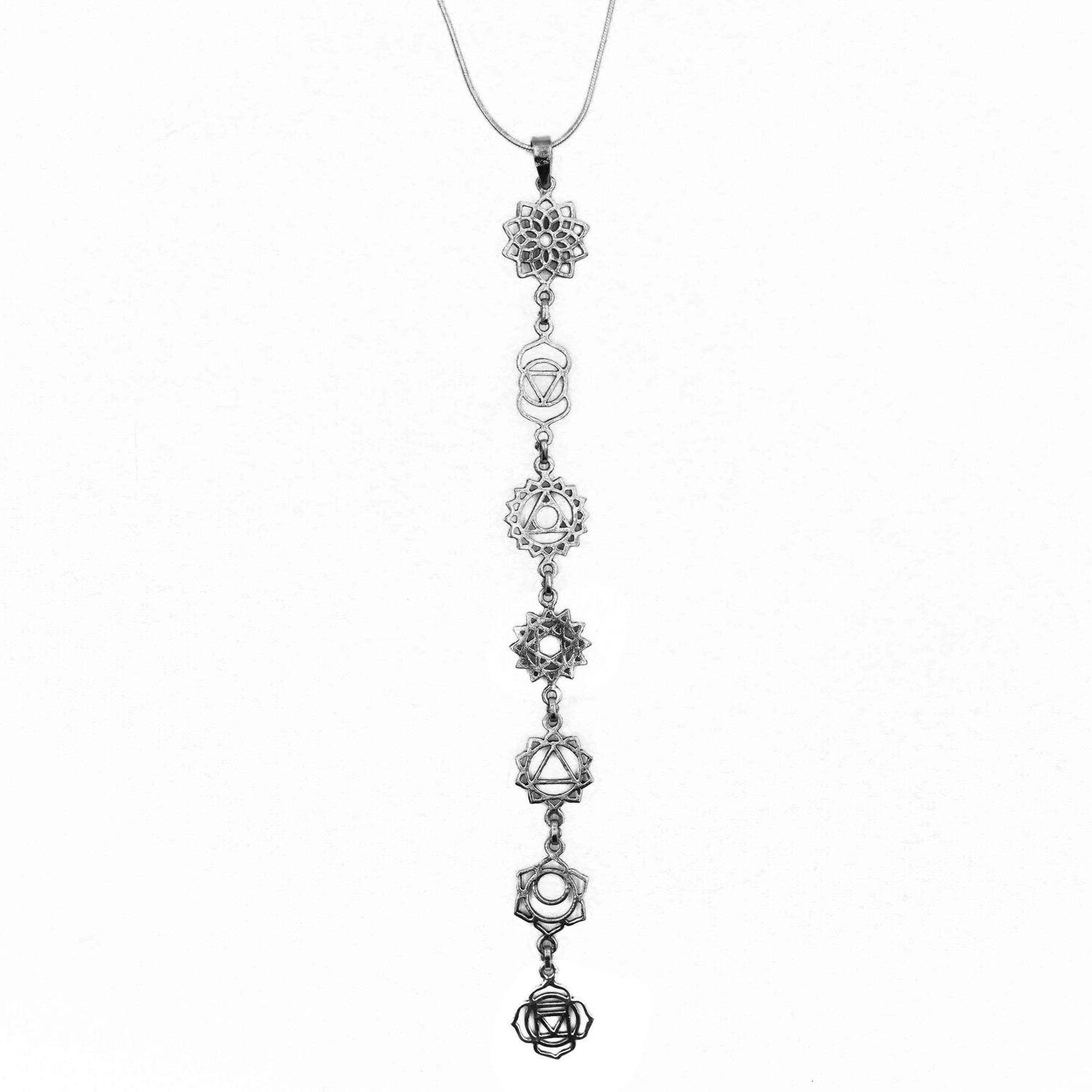 Sushumna सुषुम्णा - čakrový stříbrný náhrdelník - Ashariya
